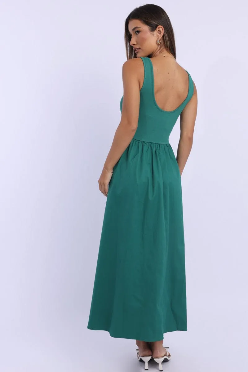 Green Midi Dress Ribbed Bodice sold by Ally Fashion product image thumbnail 4