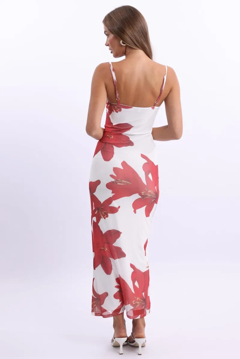 White Floral Bodycon Dress Maxi Mesh sold by Ally Fashion product image thumbnail 4