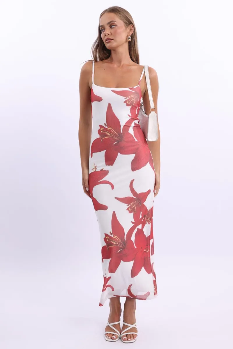 White Floral Bodycon Dress Maxi Mesh sold by Ally Fashion