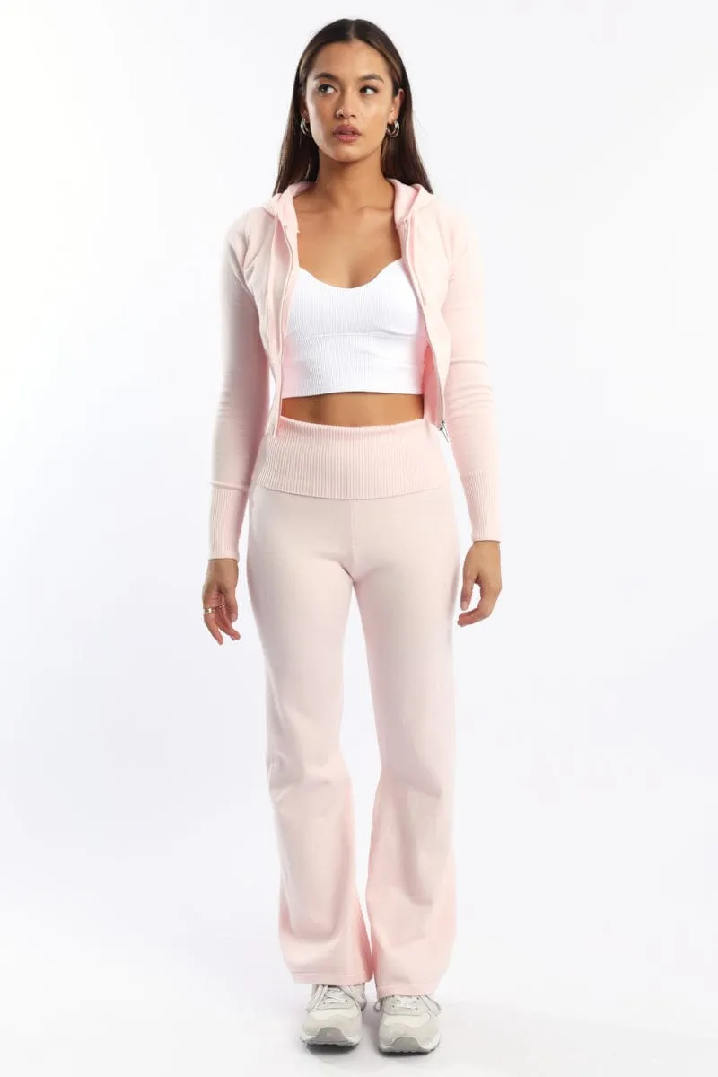 Pink Wide Leg Pants Knit sold by Ally Fashion