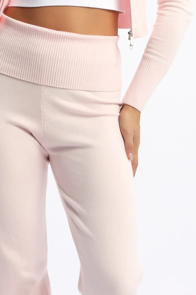 Pink Wide Leg Pants Knit sold by Ally Fashion product image thumbnail 5