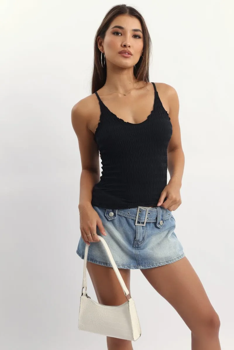 Black Textured Cami Top Seamless sold by Ally Fashion