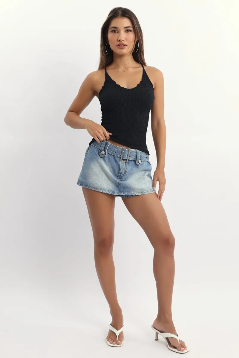 Black Textured Cami Top Seamless sold by Ally Fashion product image thumbnail 2