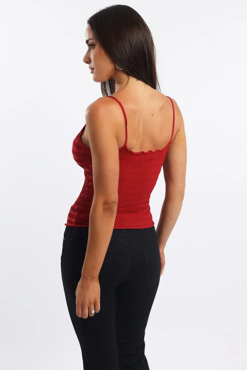 Red Textured Cami Top Seamless sold by Ally Fashion product image thumbnail 4