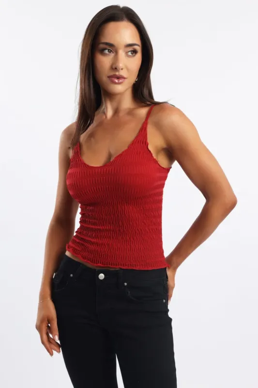 Red Textured Cami Top Seamless sold by Ally Fashion