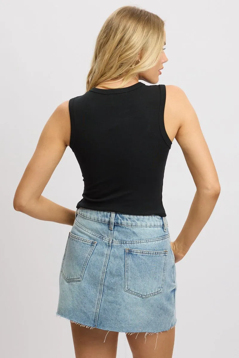 Black Button Front Top Sleeveless sold by Ally Fashion product image thumbnail 5