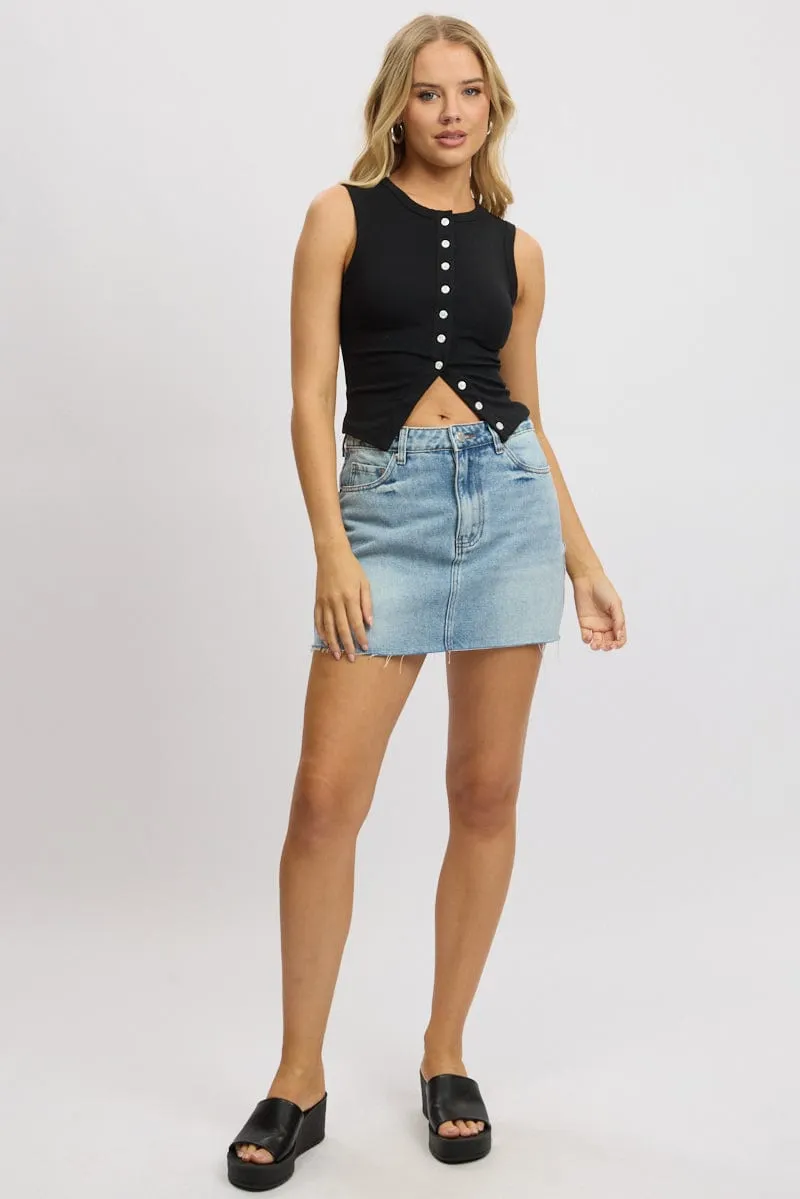 Black Button Front Top Sleeveless sold by Ally Fashion product image thumbnail 2