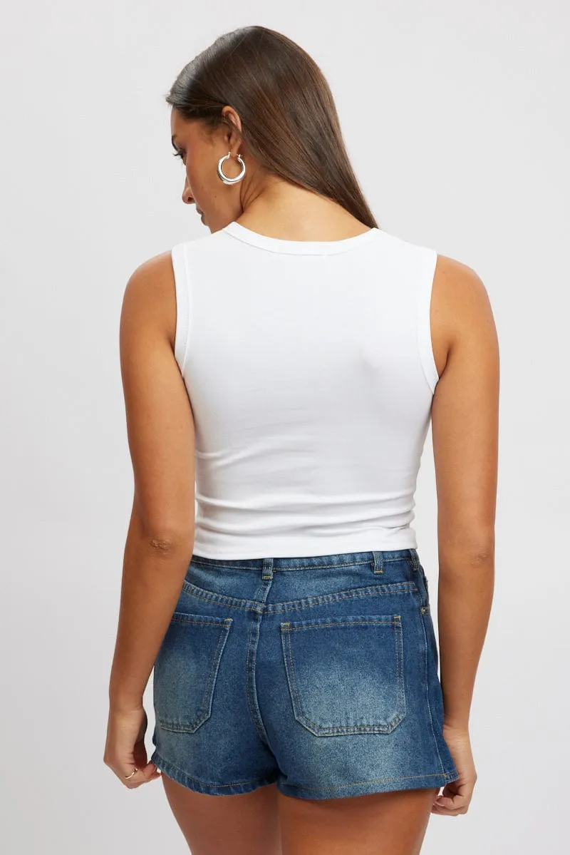 White Button Front Top Sleeveless sold by Ally Fashion product image thumbnail 5