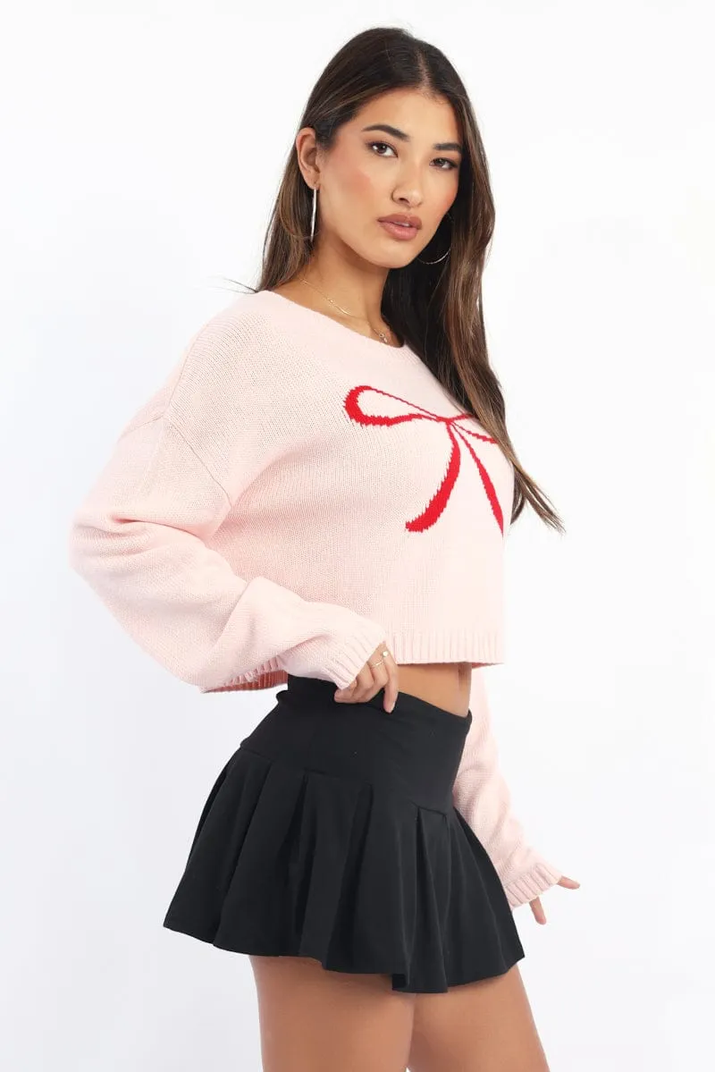 Pink Knit Jumper Long Sleeve Crew Neck sold by Ally Fashion product image thumbnail 3