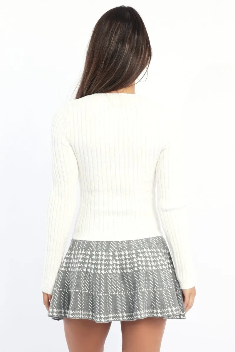 White Cable Knit Top Long Sleeve sold by Ally Fashion product image thumbnail 4