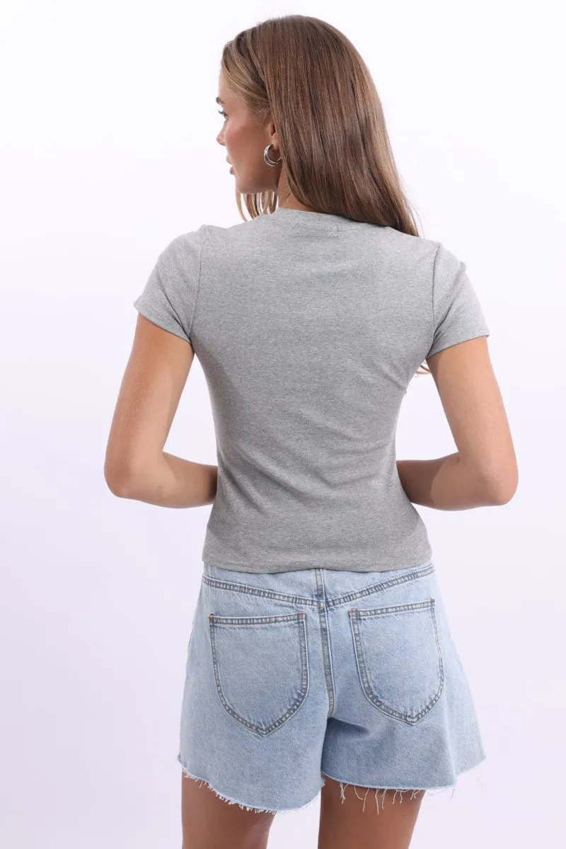 Grey Graphic Tee Short Sleeve sold by Ally Fashion product image thumbnail 4
