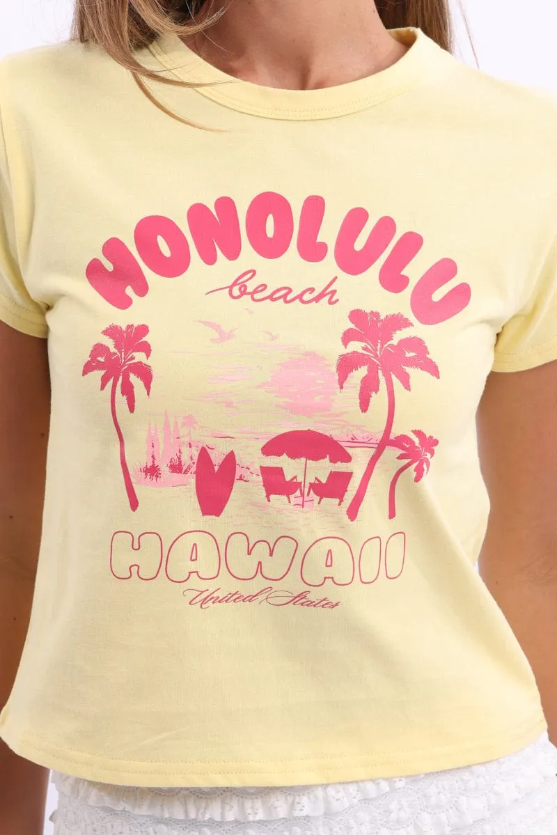 Yellow Graphic Tee Short Sleeve sold by Ally Fashion product image thumbnail 5