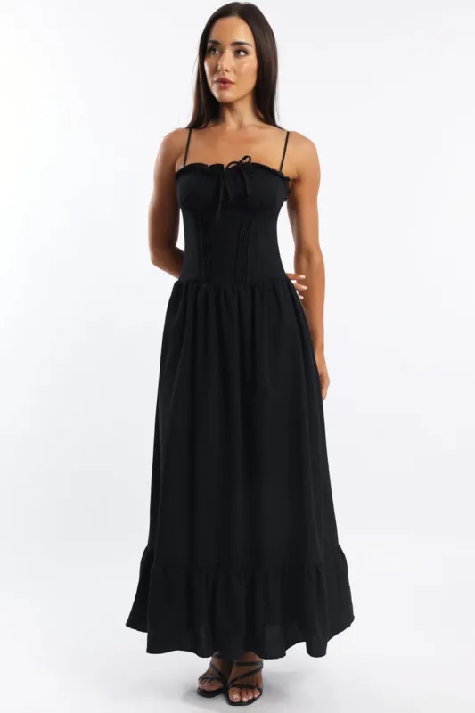 Black Maxi Dress Corset Detailed sold by Ally Fashion