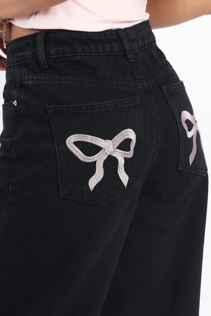 Black Wide Leg Jeans Mid Rise sold by Ally Fashion product image thumbnail 5