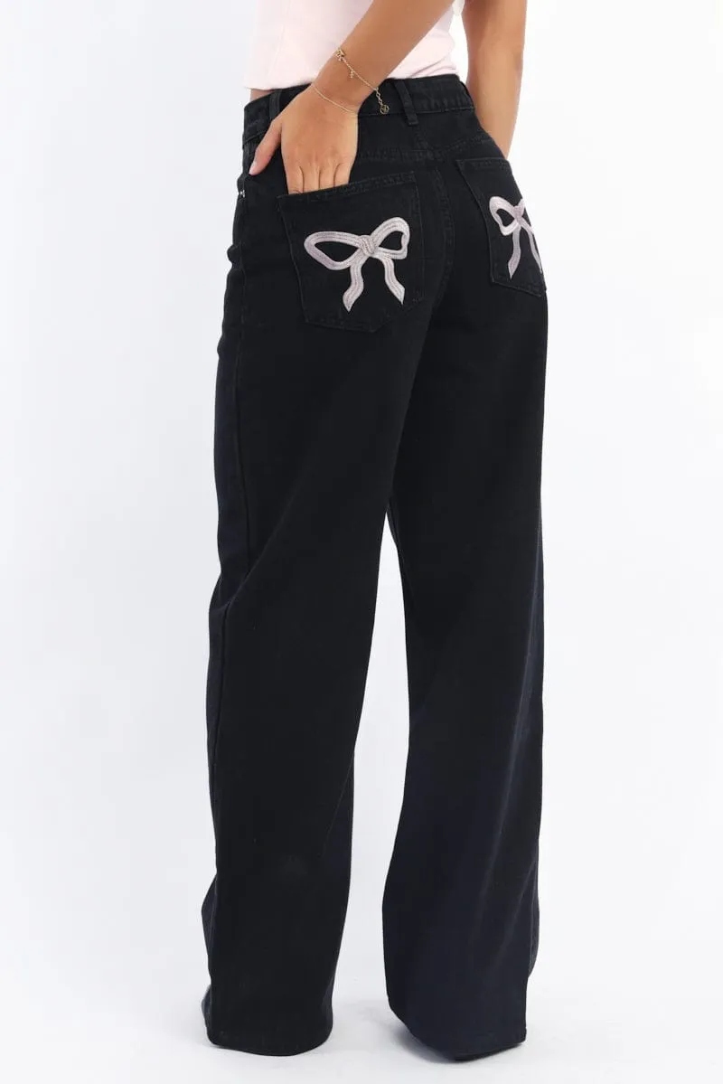 Black Wide Leg Jeans Mid Rise sold by Ally Fashion product image thumbnail 2