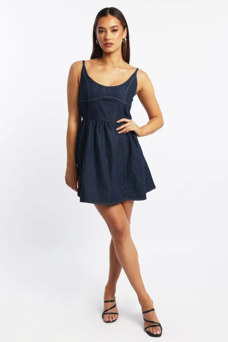 Blue Fit And Flare Dress Mini sold by Ally Fashion