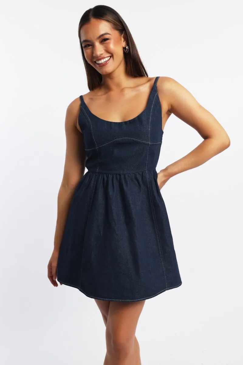 Blue Fit And Flare Dress Mini sold by Ally Fashion product image thumbnail 2