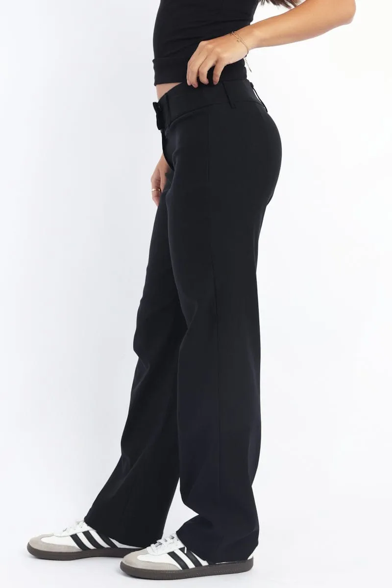 Black Straight Fit Low Rise Pants sold by Ally Fashion product image thumbnail 3