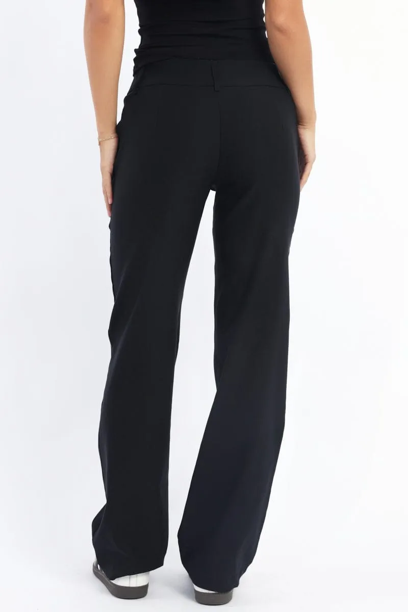 Black Straight Fit Low Rise Pants sold by Ally Fashion product image thumbnail 4