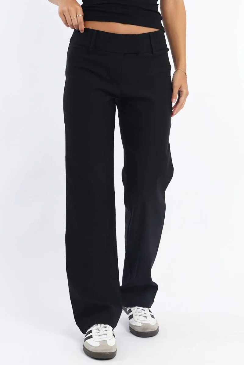 Black Straight Fit Low Rise Pants sold by Ally Fashion product image thumbnail 2