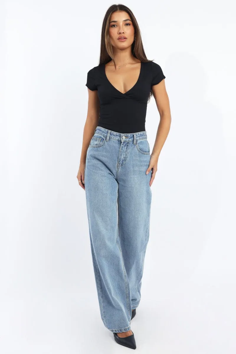 Black Supersoft Top Short Sleeve Cross Over sold by Ally Fashion product image thumbnail 2