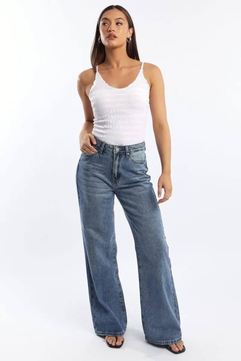 White Textured Cami Top Seamless sold by Ally Fashion product image thumbnail 2