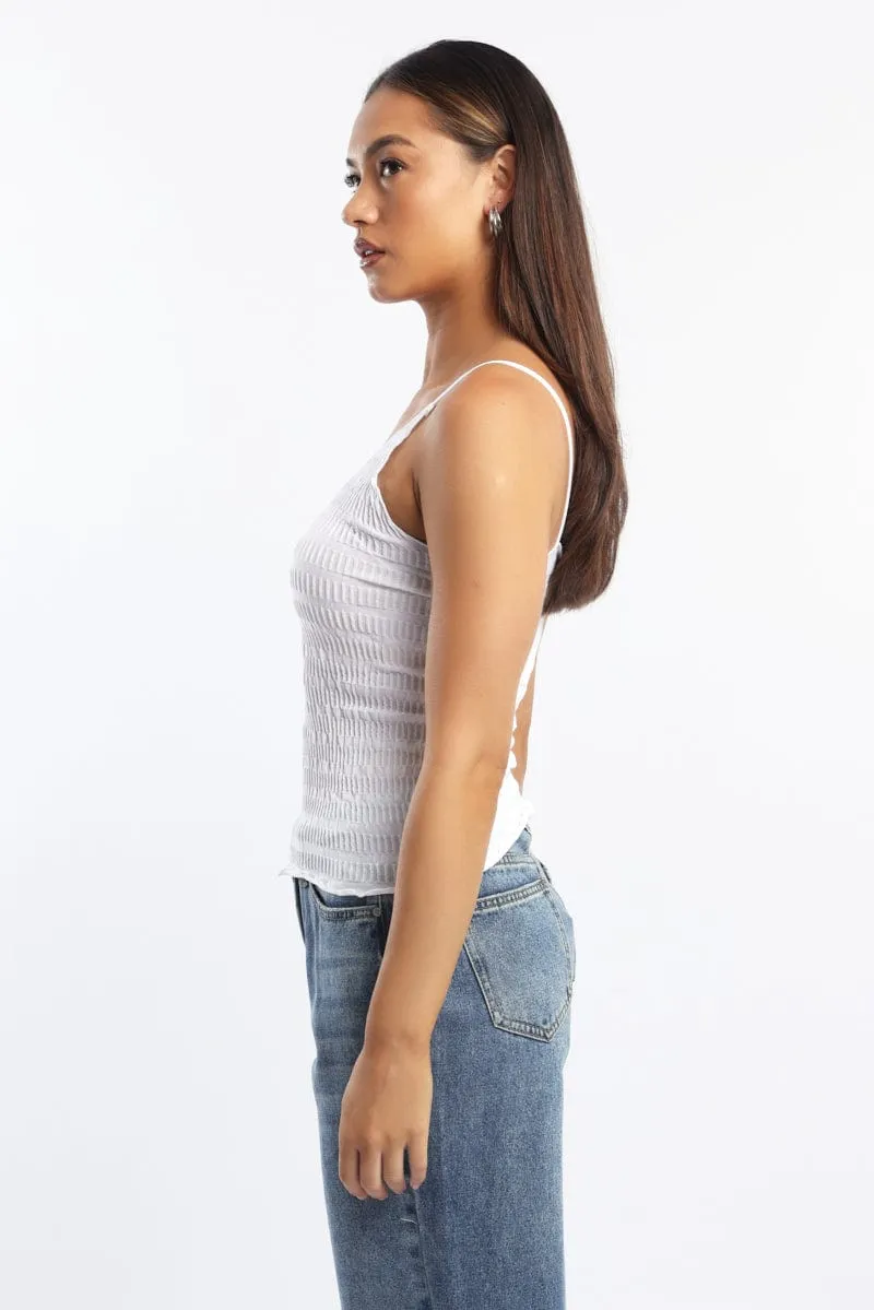 White Textured Cami Top Seamless sold by Ally Fashion product image thumbnail 3