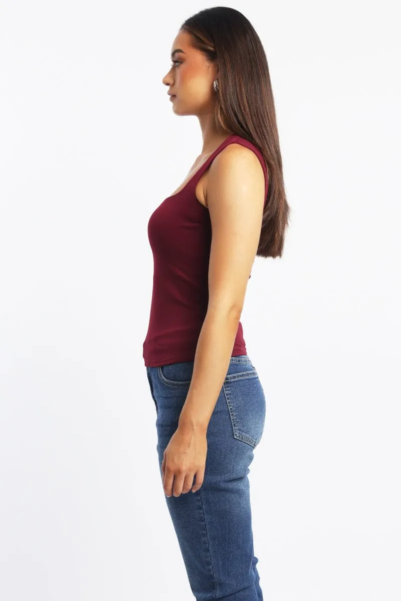 Red Supersoft Tank Top Square Neck Double Layered sold by Ally Fashion product image thumbnail 3