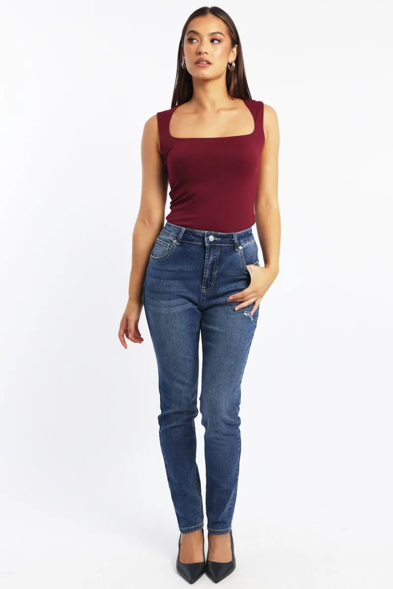 Red Supersoft Tank Top Square Neck Double Layered sold by Ally Fashion product image thumbnail 2