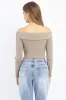 Green Knit Top Long Sleeve Off Shoulder Zip Front sold by Ally Fashion