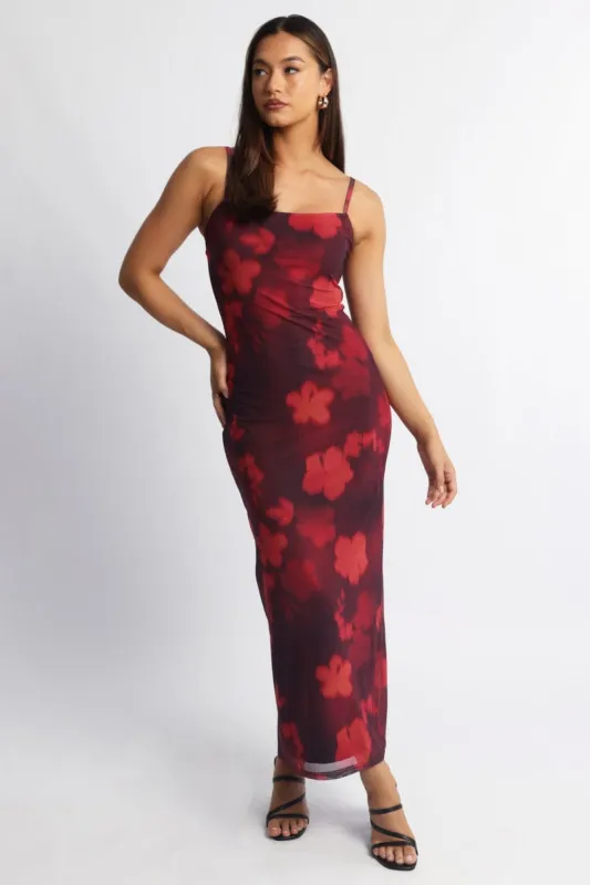 Red Floral Bodycon Dress Maxi Mesh sold by Ally Fashion