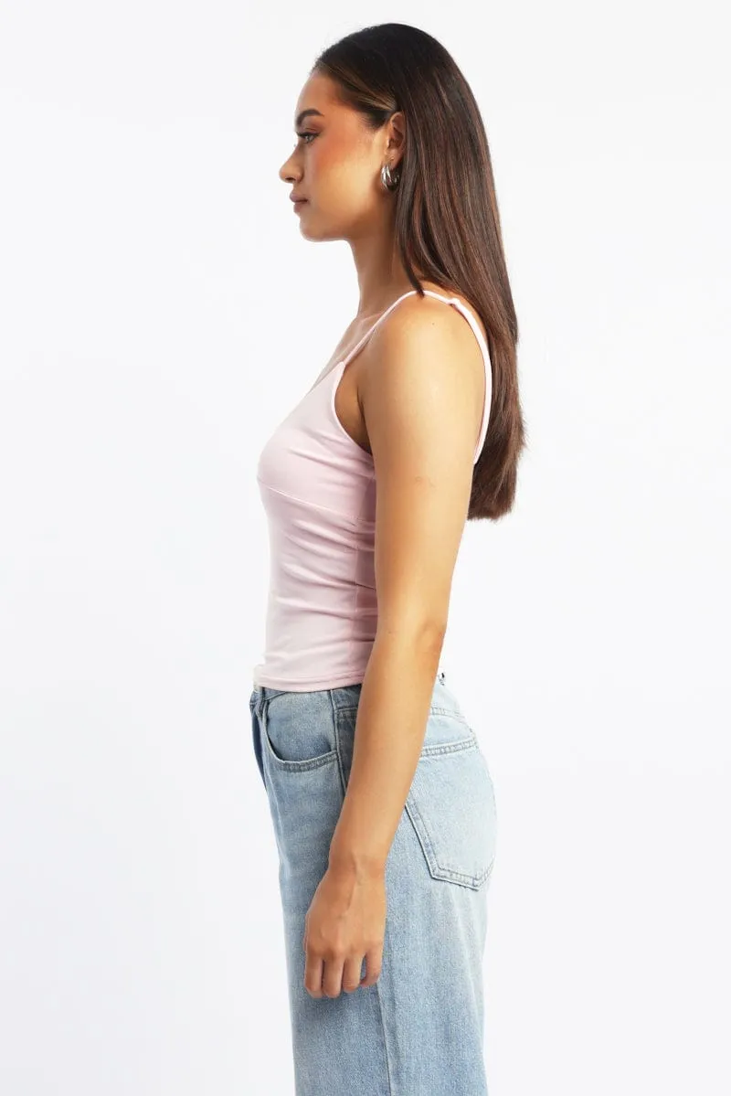 Pink Supersoft Cami Top Cross Over sold by Ally Fashion product image thumbnail 3