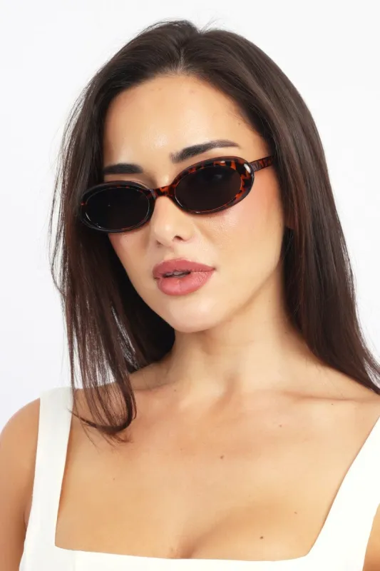 Brown Animal Print Oval Sunglasses sold by Ally Fashion