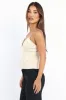 Beige Suede Cami Top Sleeveless Sweetheart Neckline sold by Ally Fashion