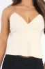 Beige Suede Cami Top Sleeveless Sweetheart Neckline sold by Ally Fashion