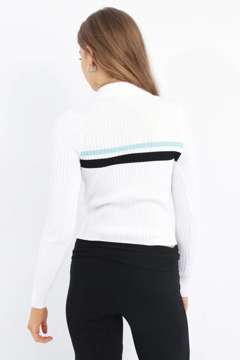 White Long Sleeve Knit Cardigan sold by Ally Fashion product image thumbnail 4