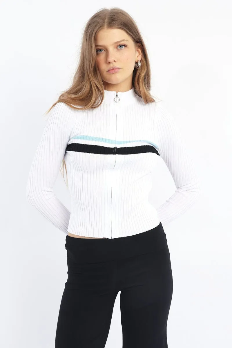 White Long Sleeve Knit Cardigan sold by Ally Fashion