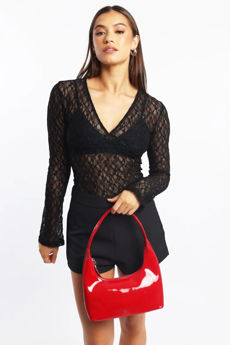 Black Lace Top Long Sleeve sold by Ally Fashion