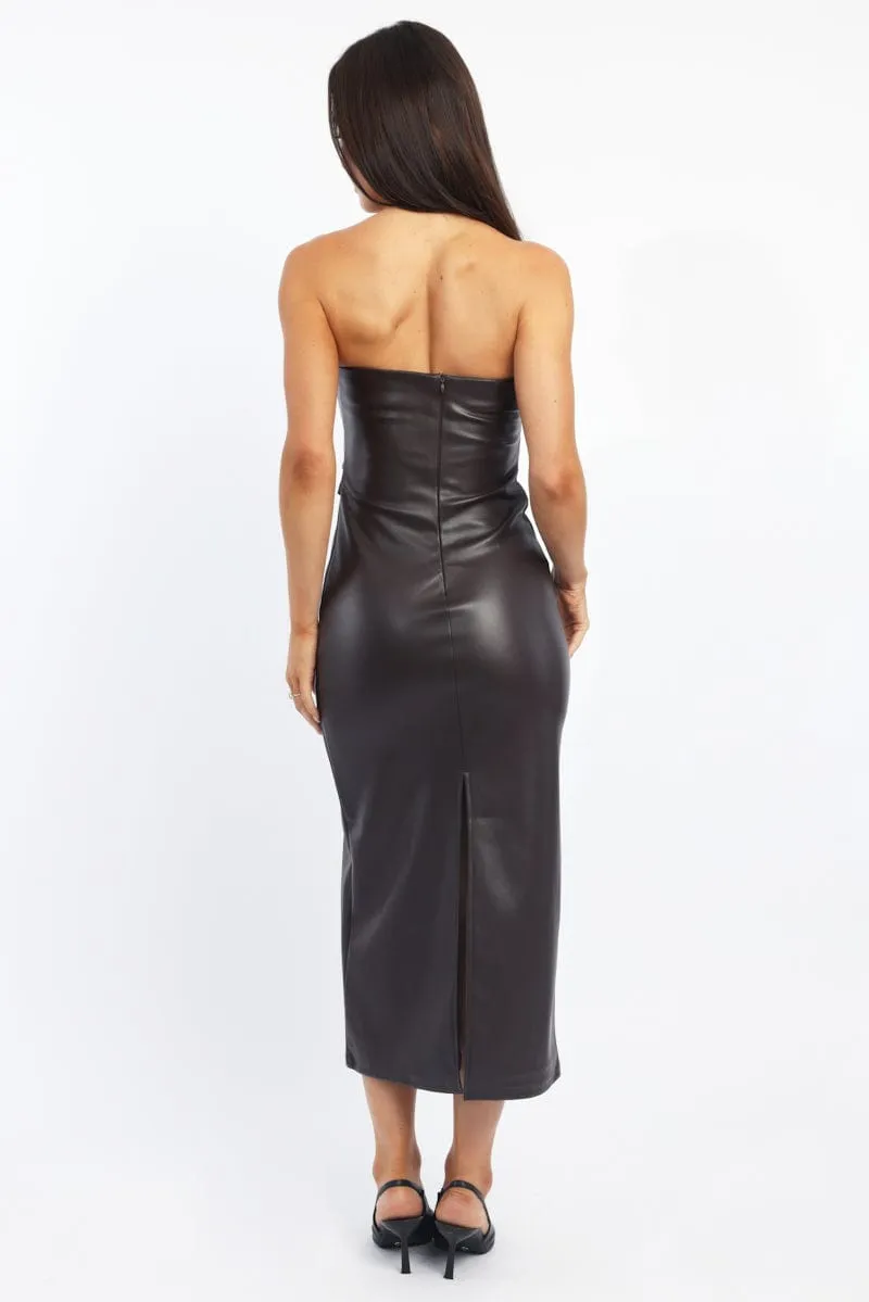 Brown Bodycon Dress Midi sold by Ally Fashion product image thumbnail 4