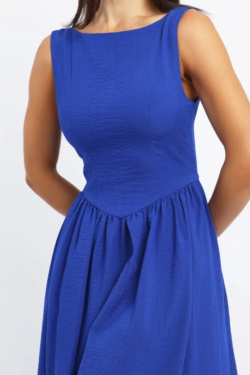 Blue Dropped Waist Maxi Dress sold by Ally Fashion product image thumbnail 5
