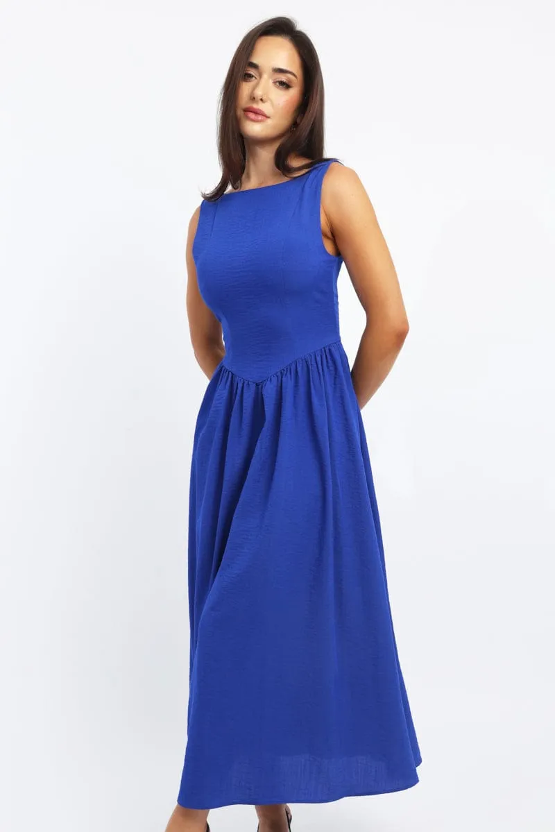 Blue Dropped Waist Maxi Dress sold by Ally Fashion product image thumbnail 2