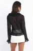 Black Ruffle Top Long Sleeve sold by Ally Fashion