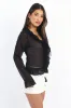 Black Ruffle Top Long Sleeve sold by Ally Fashion