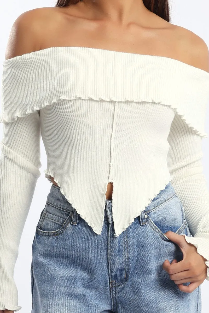 White Bardot Knit Top Long Sleeve Open Front sold by Ally Fashion product image thumbnail 5