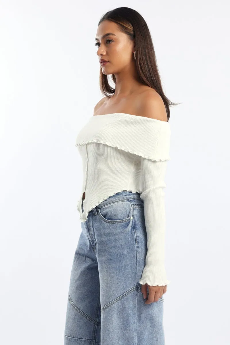 White Bardot Knit Top Long Sleeve Open Front sold by Ally Fashion product image thumbnail 3