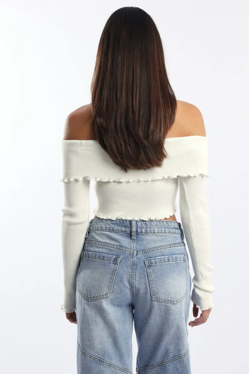 White Bardot Knit Top Long Sleeve Open Front sold by Ally Fashion product image thumbnail 4