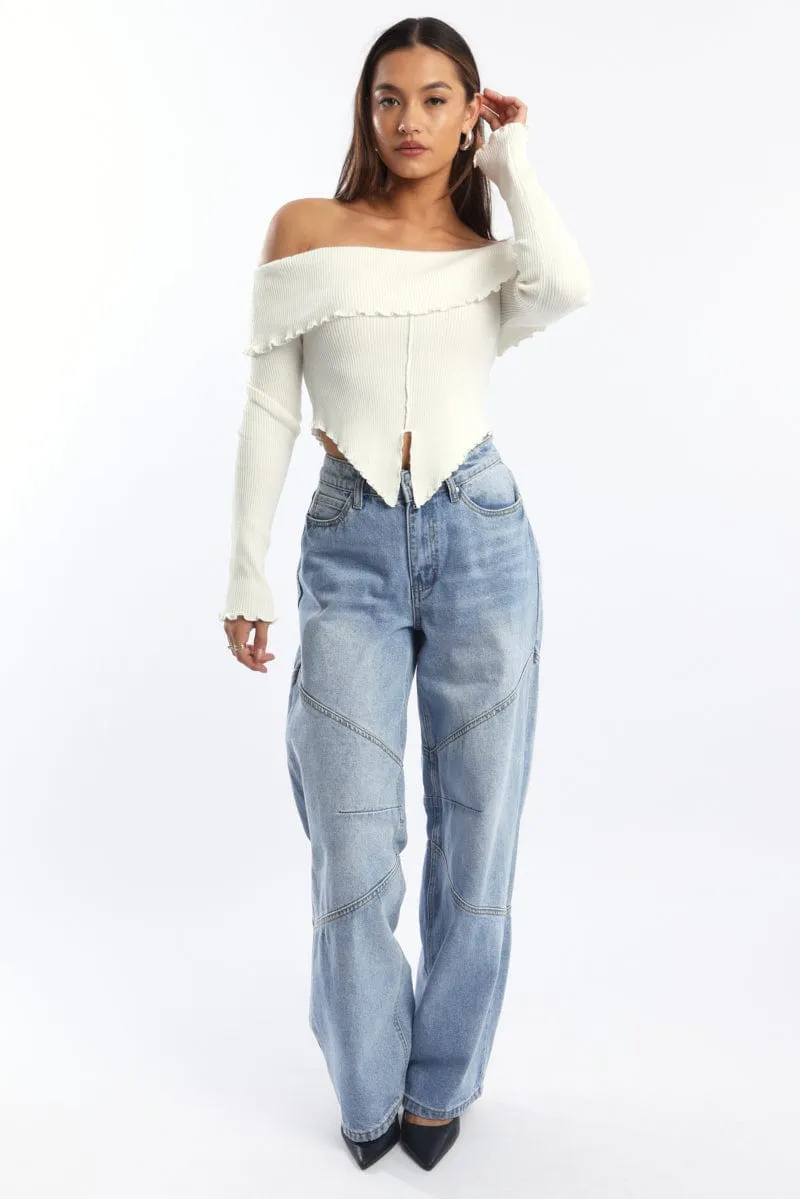 White Bardot Knit Top Long Sleeve Open Front sold by Ally Fashion