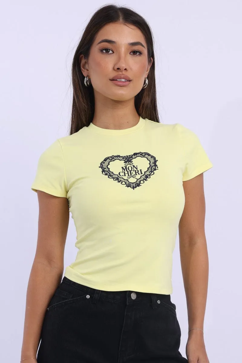 Yellow Graphic Tee Short Sleeve sold by Ally Fashion