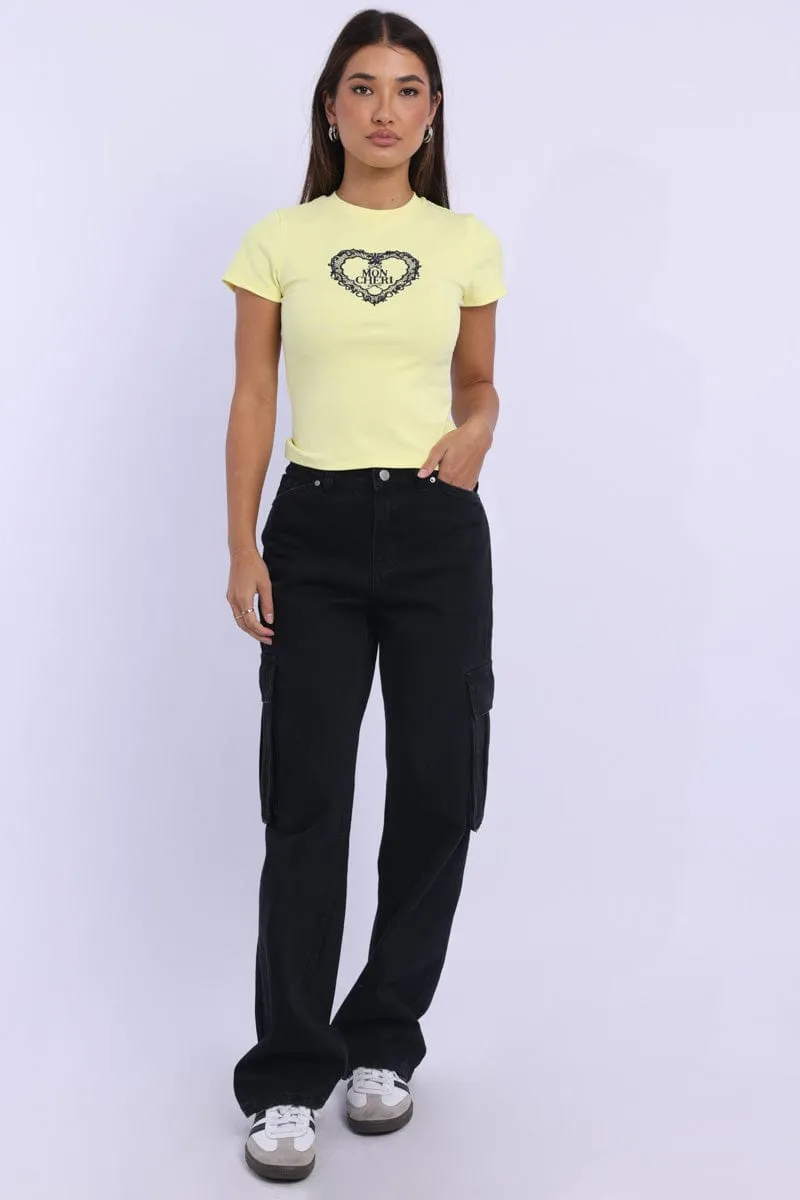 Yellow Graphic Tee Short Sleeve sold by Ally Fashion product image thumbnail 2
