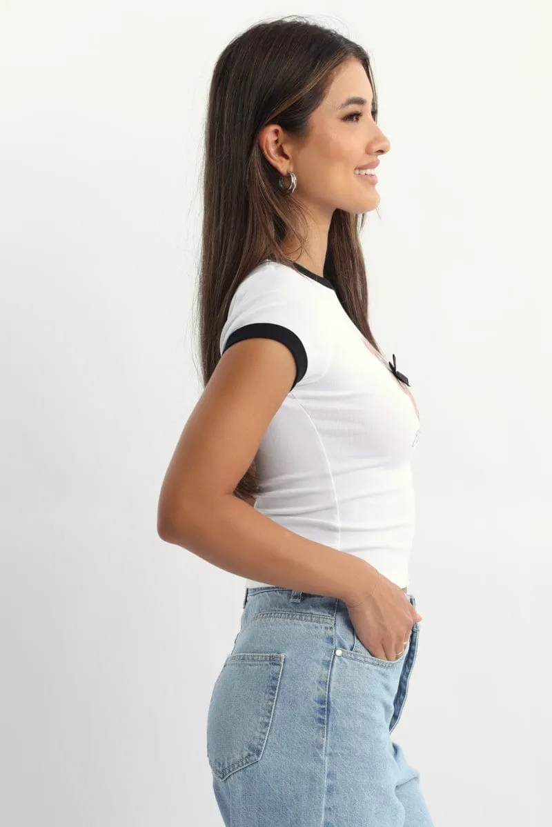 White Graphic Tee Short Sleeve sold by Ally Fashion product image thumbnail 3